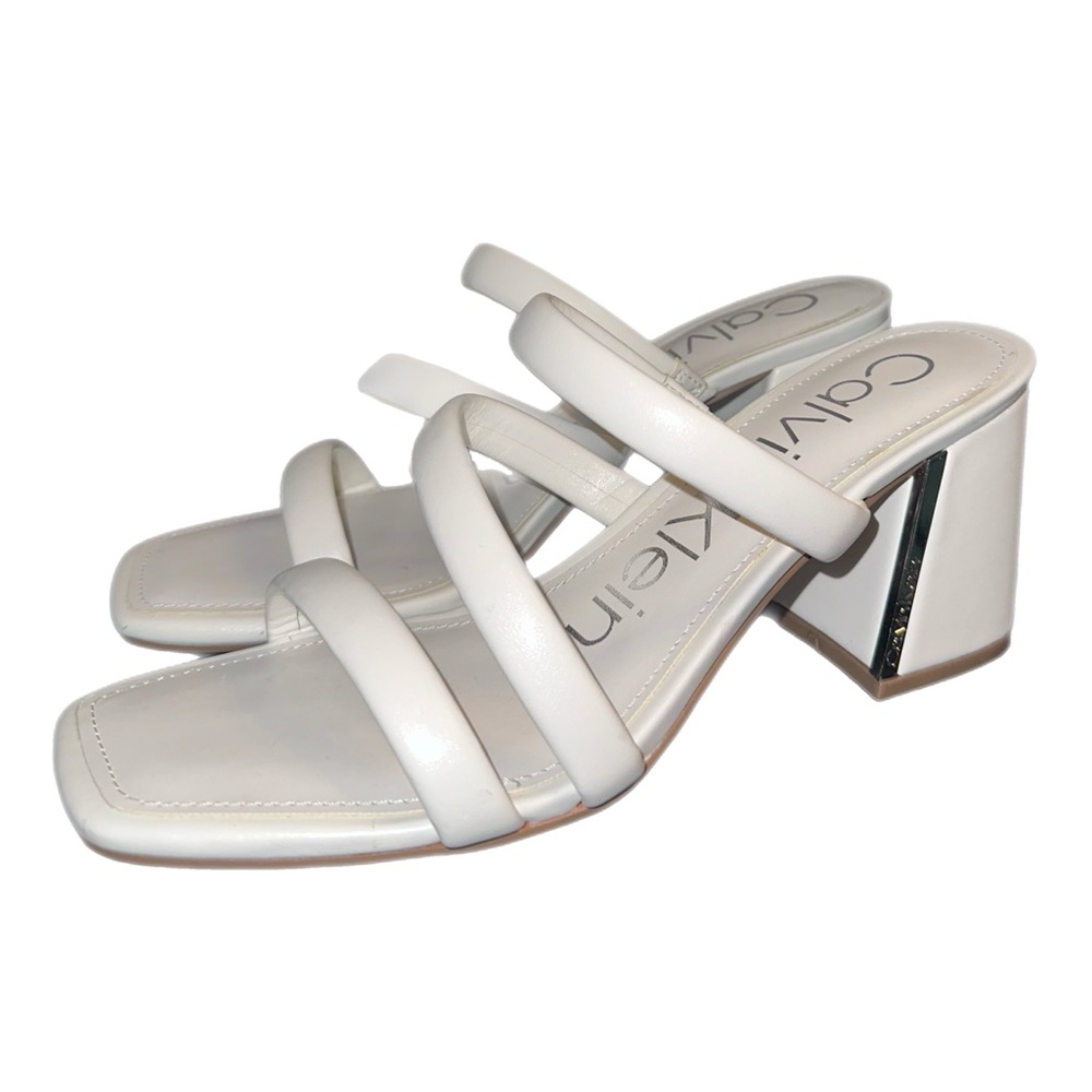 Calvin Klein White/cream Strappy Block Sandals